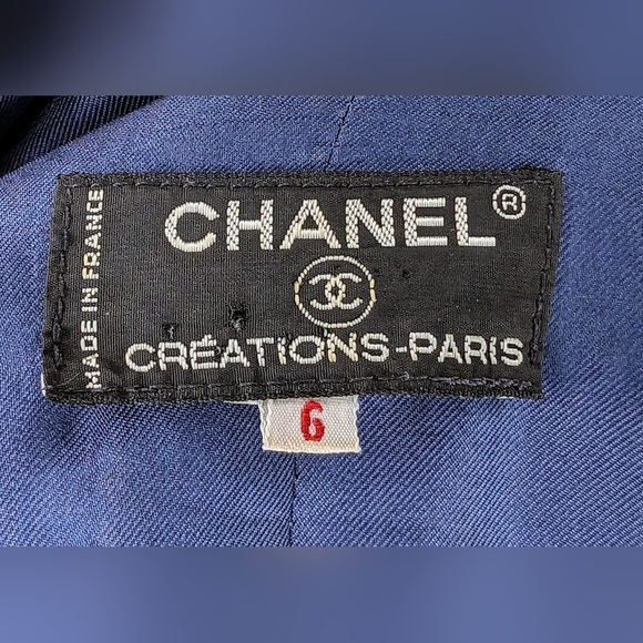 RARE!! 1970S CHANEL CREATIONS PHILIPPE GUIBOURGE Button Down Silk Dress in Blue - Picture 4 of 5